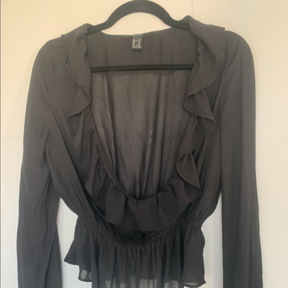 Forever21 Black Scoop Crop Top